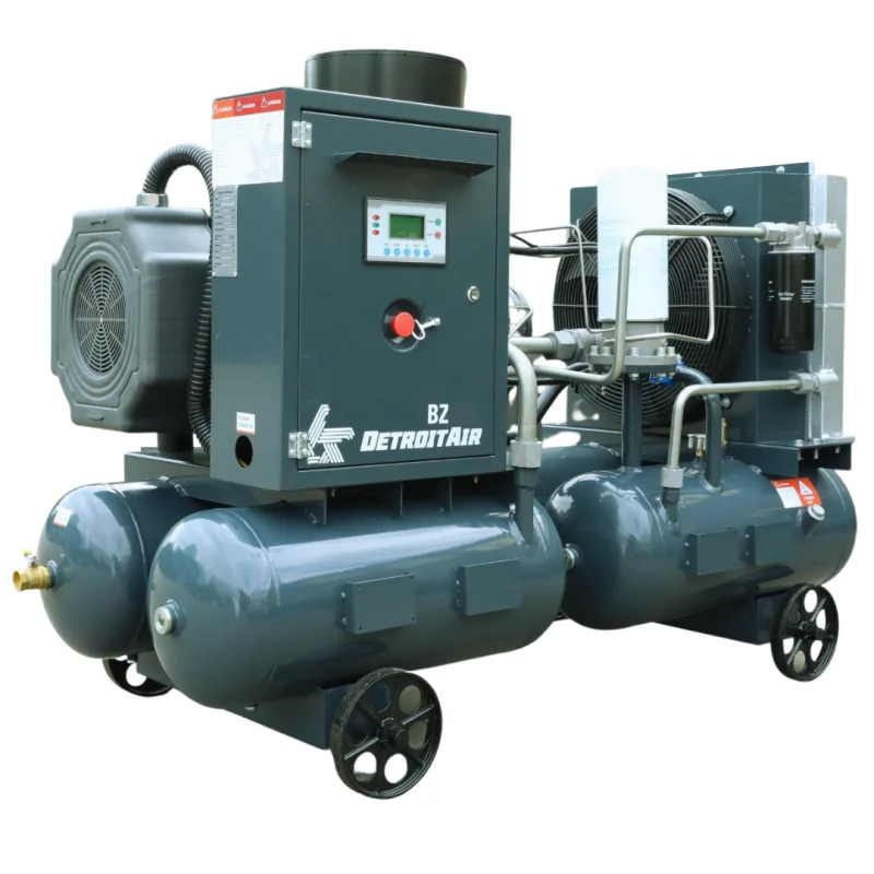 30kW 40Hp Detroit Portable Air Screw Compressor 152 Cfm / 4.3Cbm @ 1.0Mpa Direct Drive On 113L + 50L Pressure Vessel BZ-40