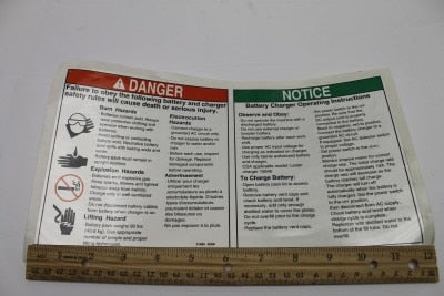 Genie Part # 31068GT – Decal, Danger, Battery Safety