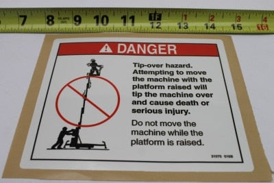 Genie Part # 31070GT – Decal, Danger, Tip-Over Hazard