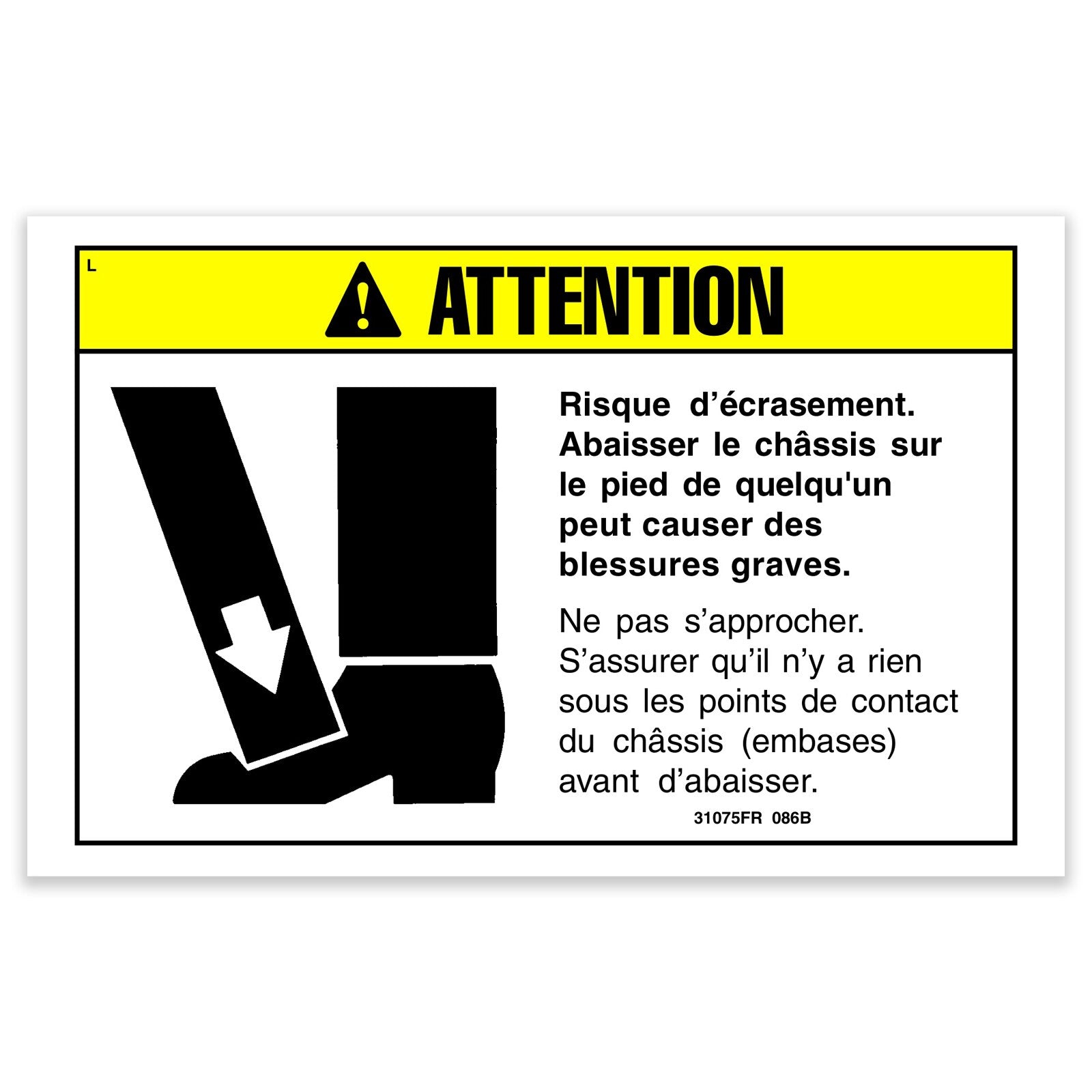Genie Part # 31075FRGT – Decal, Caution, Crushing Hazard