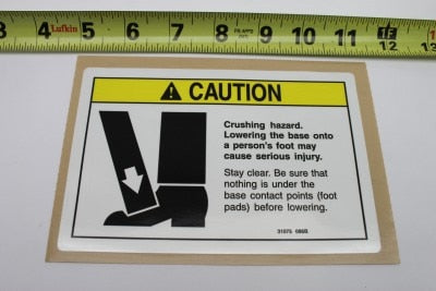 Genie Part # 31075GT – Decal, Caution, Crushing Hazard