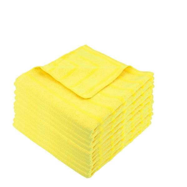 Renown 16 In. X 16 In. Scrubbing Microfiber Cloth, Yellow, Gsm 350, Package Of 12