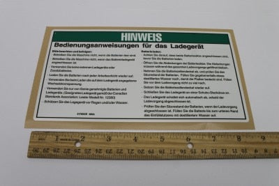 Genie Part # 31785GRGT – Decal, Notice, Charger Instruc