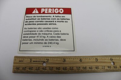 Genie Part # 31787PBGT – Decal,Danger,Tip-Over Battery