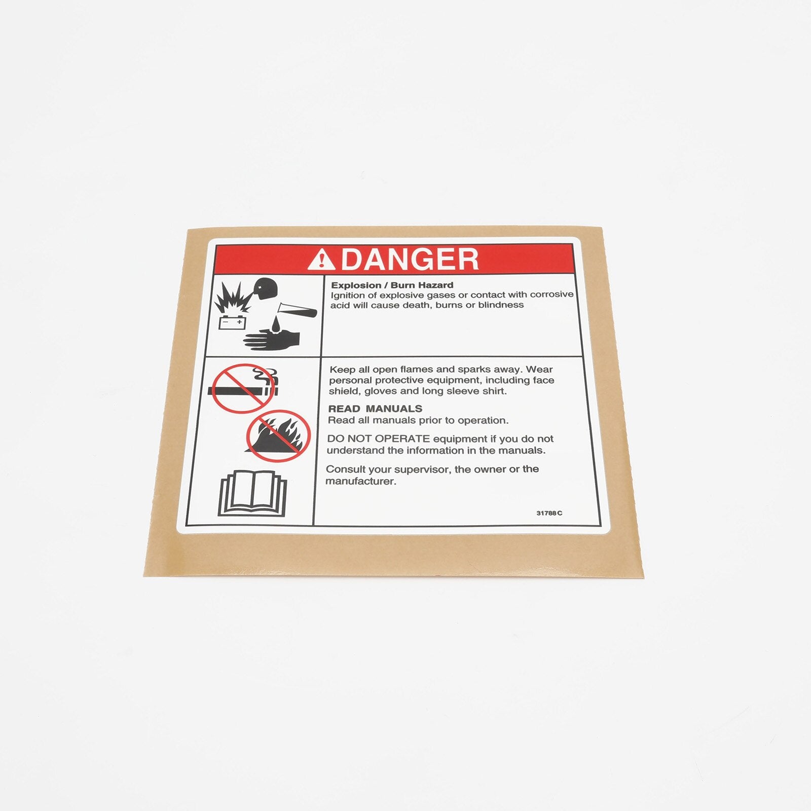 Genie Part # 31788GT – Decal, Danger, Battery Safety