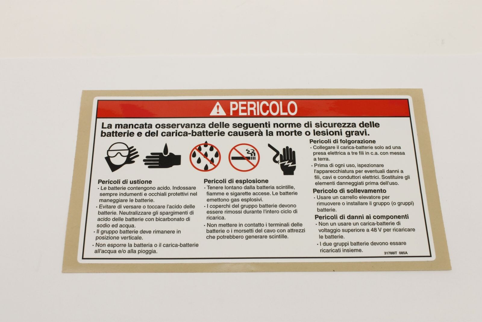 Genie Part # 31788ITGT – Decal, Danger, Battery Safety