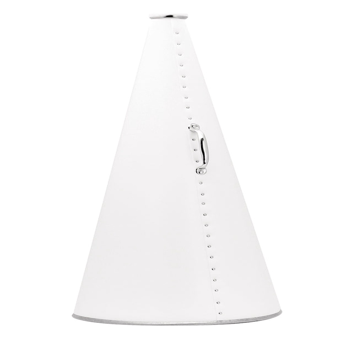 32 Inch Plastic Megaphone With Plated Metal Mouthpiece and Handle - White