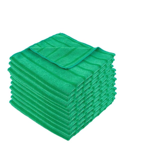 Renown 16 In. X 16 In. Scrubbing Microfiber Cloth, Green, Gsm 350, Package Of 12