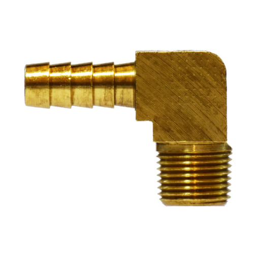 Midland Industries 32039B Brass 90° Barstock Male Elbow, 1/4 in. Hose Barb x 1/4 in. MNPT