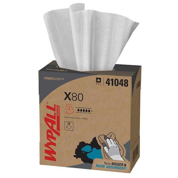 Wypall Powerclean X80 Heavy Duty Pop-Up Box Wipes, Case Of 5