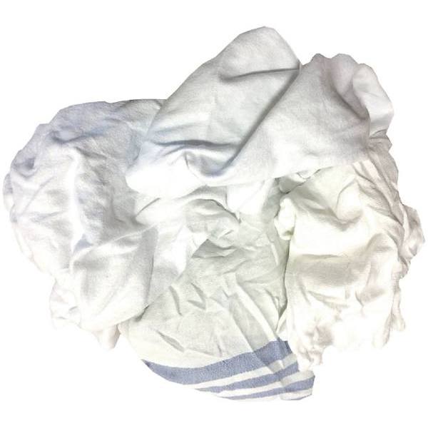 Recycled Machine-Compressed Bath Blanket Rags, White, 25 Lb.