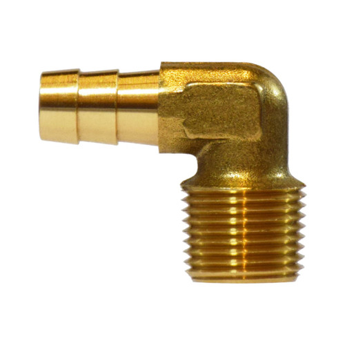 Midland Industries 32312 Brass 90° Male Elbow, 1/2 in. Hose Barb x 1/2 in. MNPT