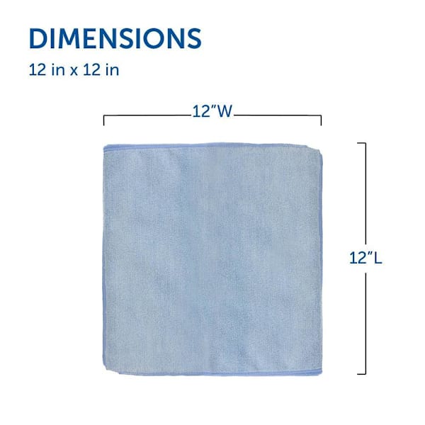 Renown 12 In. X 12 In. General Purpose Microfiber Cloth, Blue, Gsm 260, Package Of 12