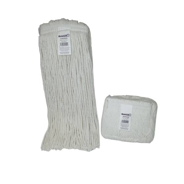 Renown 4-Ply White Headband Rayon Cut End Mop Head, 20 Oz. 1", Case Of 6