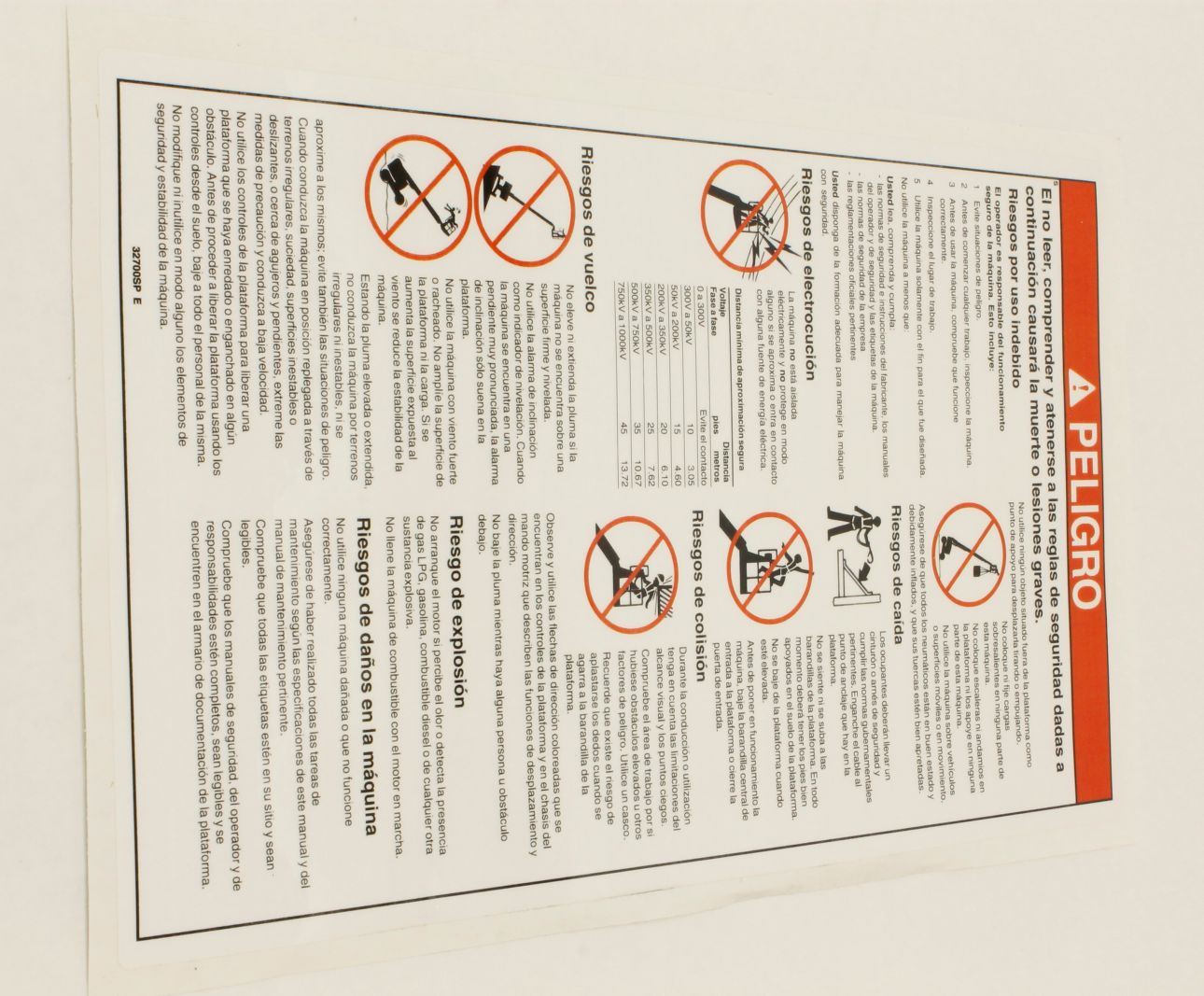 Genie Part # 32700SPGT – Decal, Danger, Gen Safety Rules