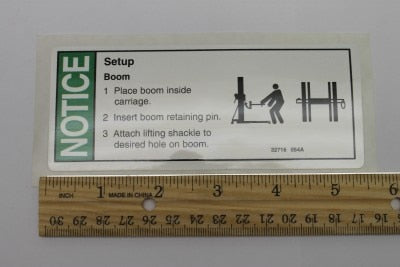Genie Part # 32716GT – Decal, Notice Boom Setup