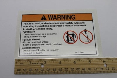 Genie Part # 32717GT – Decal,Warning Boom Safety