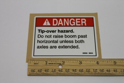 Genie Part # 32932GT – Decal, Danger, Tipover, Axles