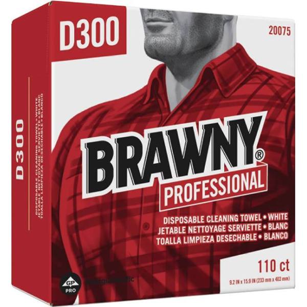 Brawny Professional D300 White Disposable Cleaning Towel, Tall Box (10-Boxes Per Case)