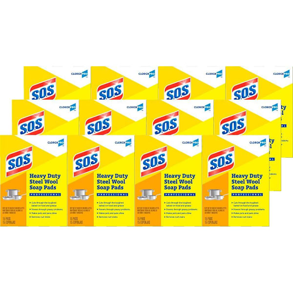 S.o.s Steel Wool Soap Pads, Cloroxpro, 15 Count, Case Of 12
