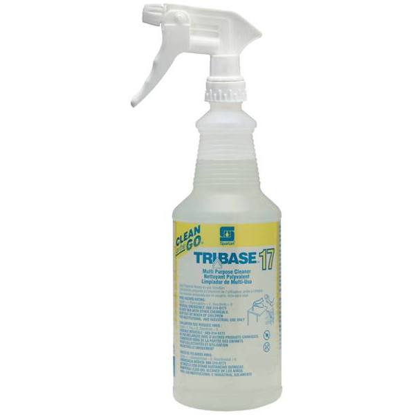 Spartan Translucent 32 Oz. Spray Bottle W/ Trigger Sprayer, Clean on the Go, Tribase 17, Case Of 12