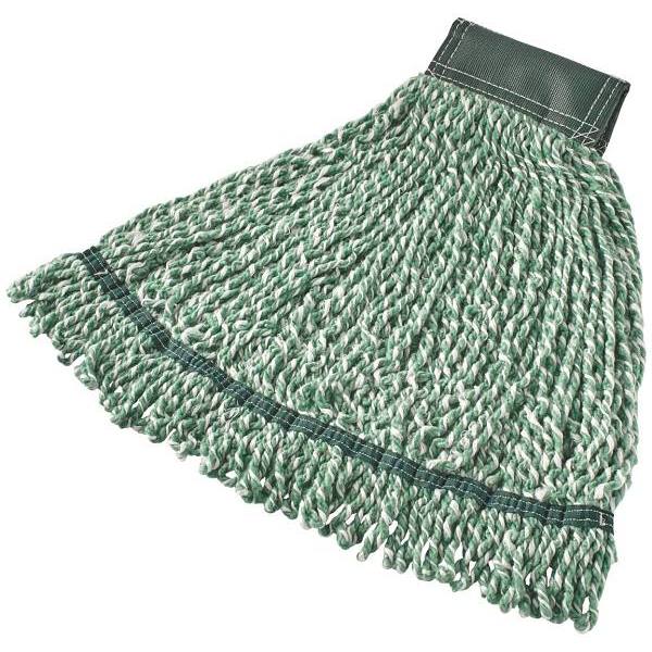 Rubbermaid Commercial Web Foot 20 Oz. Microfiber Wet Mop Head, Looped-End, 5 In. Headband, Green, 6-Case
