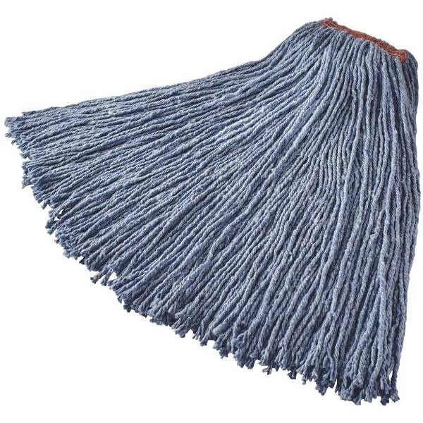 Rubbermaid Commercial 24 Oz. Cotton Blend Wet Mop Head, Cut-End, 1 In. Headband, Blue, 12-Case