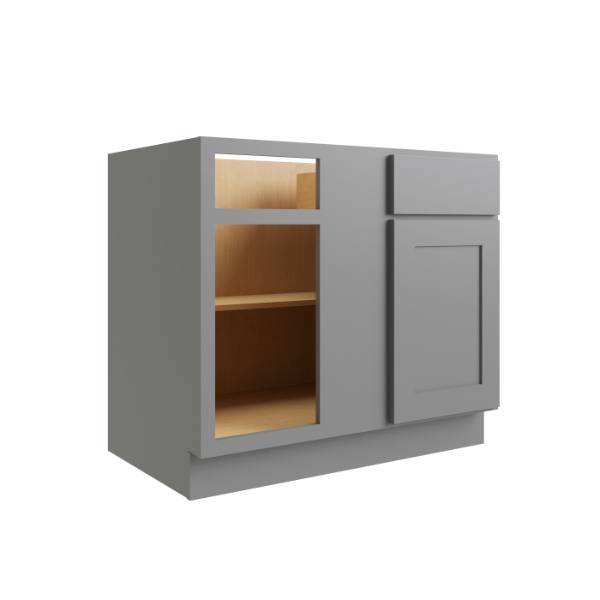 Cnc Cabinetry Luxor 39" Blind Base Cabinet, Left Hinge, Shaker Misty Grey
