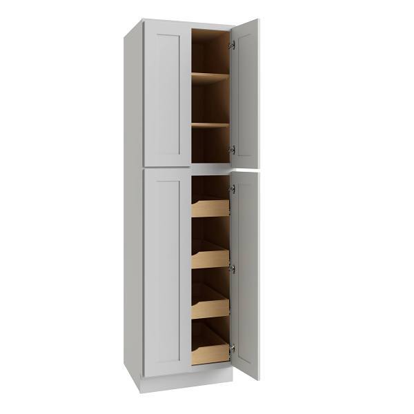 CNC Cabinetry Luxor Utility Cabinet, 4 Pull Out, 24"W X 84"H, Shaker White