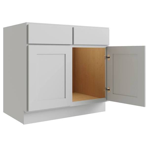 Cnc Cabinetry Luxor 48" 4-Door Sink Base Cabinet, Shaker Misty Grey