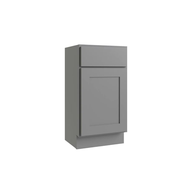 CNC Cabinetry Luxor Vanity Base Cabinet, 18"W X 34.5"H X 16"D, Shaker Misty Grey