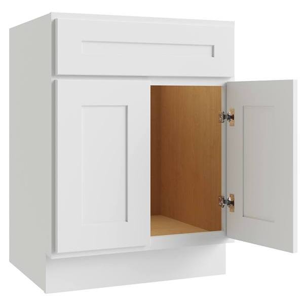 CNC Cabinetry Luxor Vanity Base Cabinet, 5-Pc, 24"W X 34.5"H X 21"D Shaker White
