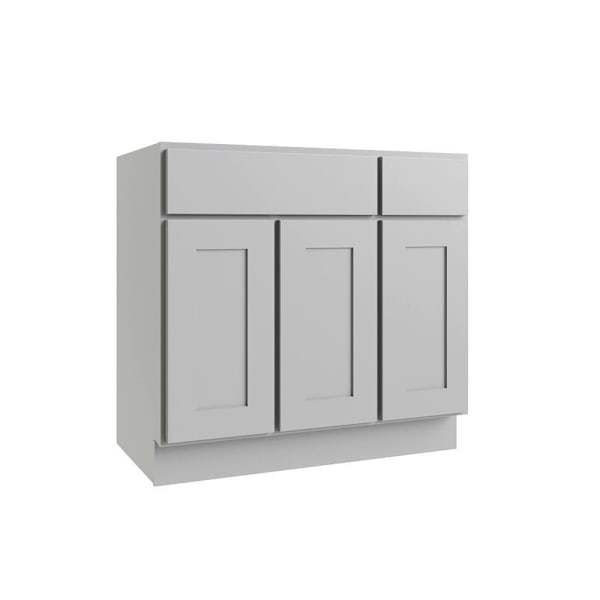CNC Cabinetry Luxor 3-Door Vanity Base Cabinet, 36"W X 34.5"H, Shaker Misty Grey