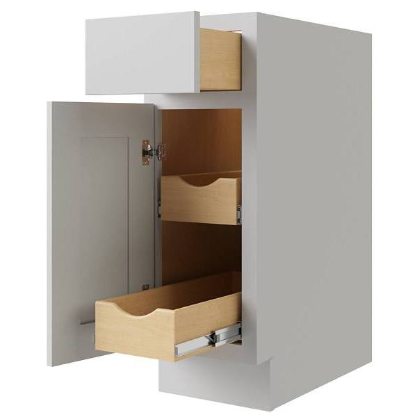 Cnc Cabinetry Luxor 18" Base Cabinet, 2 Pull Out, Left Hinge, Shaker Misty Grey