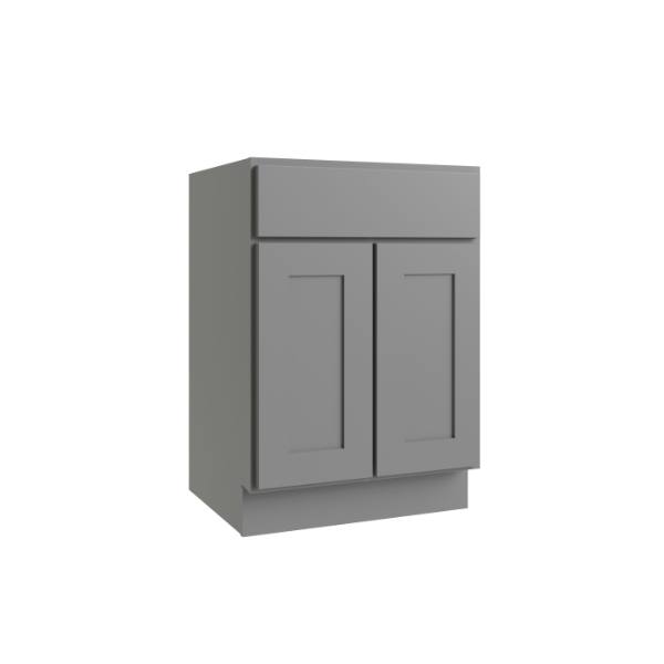 CNC Cabinetry Luxor Vanity Base Cabinet, 27"W X 34.5"H X 21"D, Shaker Misty Grey