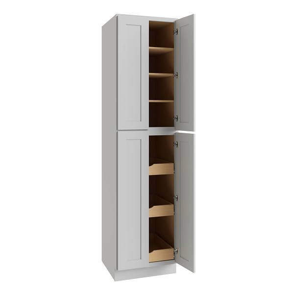CNC Cabinetry Luxor Utility Cabinet, 3 Pull Out, 24"W X 96"H, Shaker White