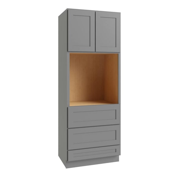 CNC Cabinetry Luxor Single Oven Cabinet, 33"W X 96"H X 24"D, Shaker Misty Grey