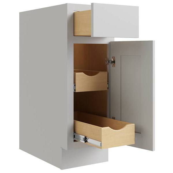 Cnc Cabinetry Luxor 12" Base Cabinet, 2 Pull Out, Right Hinge, Shaker Misty Grey