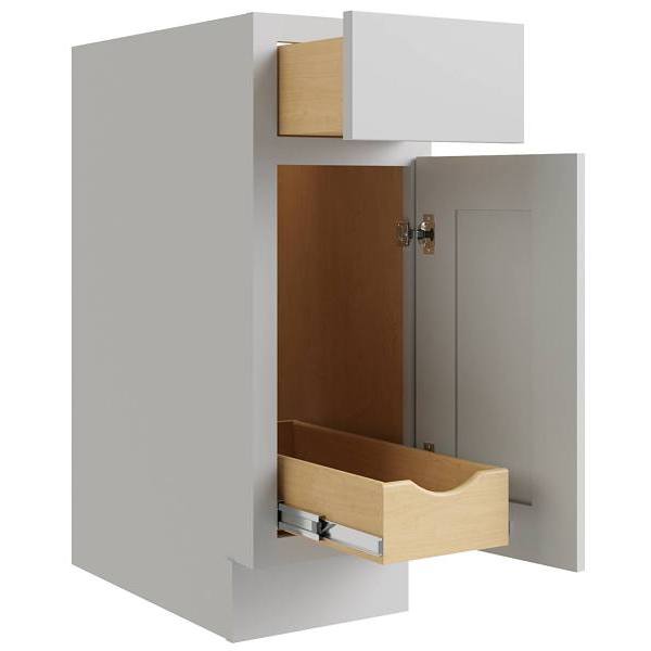 Cnc Cabinetry Luxor 15" Base Cabinet, 1 Pull Out, Right Hinge, Shaker Misty Grey