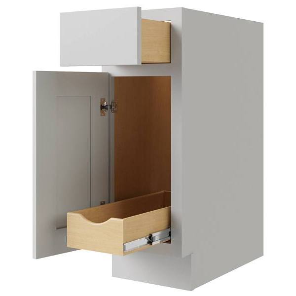 Cnc Cabinetry Luxor 18" Base Cabinet, 1 Pull Out, Left Hinge, Shaker Misty Grey