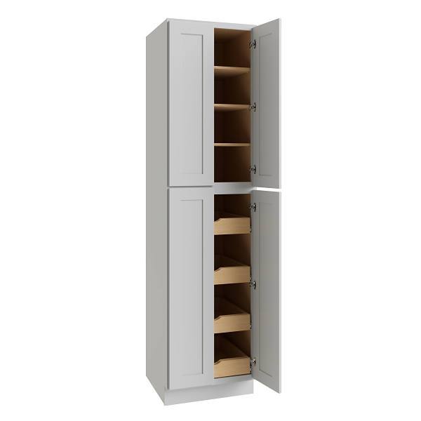 CNC Cabinetry Luxor Utility Cabinet, 4 Pull Out, 24"W X 96"H, Shaker White