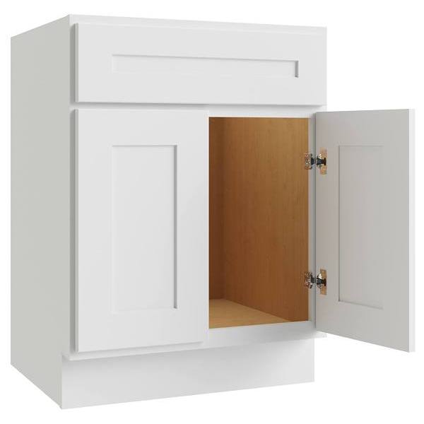 CNC Cabinetry Luxor Vanity Base Cabinet, 5-Pc, 24"W X 34.5"H X 18"D Shaker White