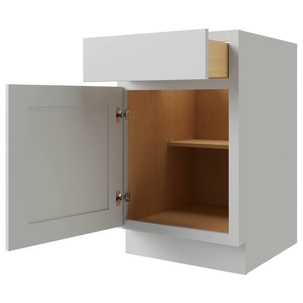 Cnc Cabinetry Luxor 21" Base Cabinet, Ada Height, Left Hinge, Shaker Misty Grey