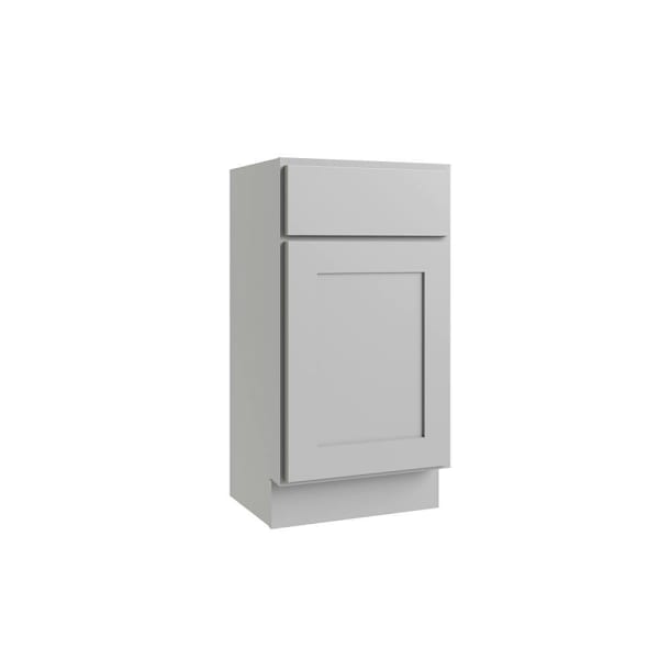 CNC Cabinetry Luxor 1-Door Vanity Base Cabinet, 12"W X 34.5"H, Shaker Misty Grey
