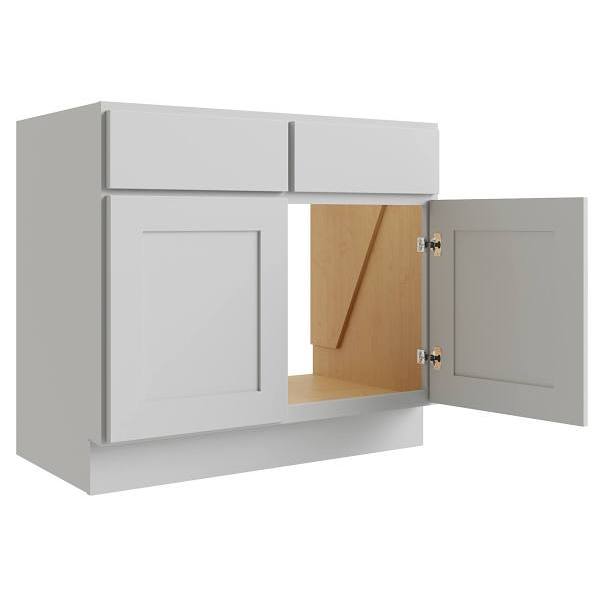 Cnc Cabinetry Luxor 33" Removable Vanity Sink Base Cabinet, Shaker Misty Grey