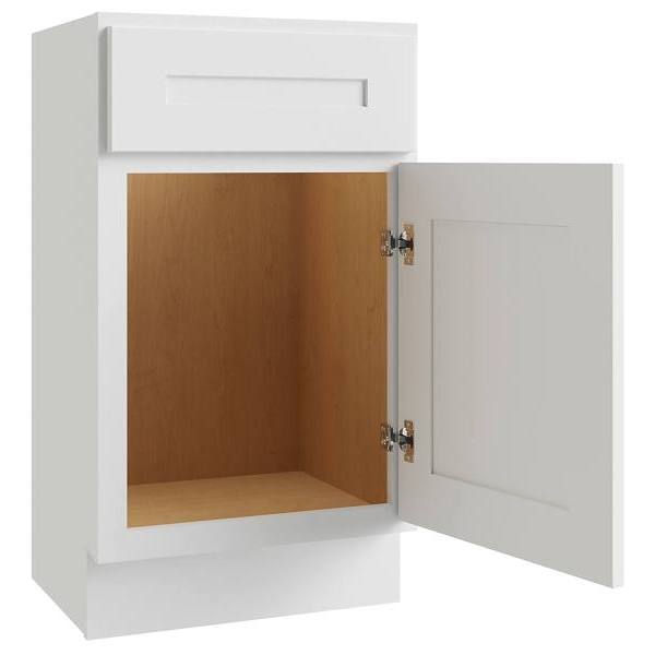 CNC Cabinetry Luxor Vanity Base Cabinet, 5-Pc, 18"W X 34.5"H X 16"D Shaker White