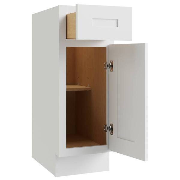 CNC Cabinetry Luxor 1-Door Vanity Base Cabinet, 5-Pc, 12"Wx34.5"H, Shaker White