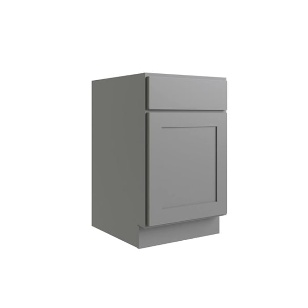Cnc Cabinetry Luxor 18" Base Cabinet, Ada Height, Right Hinge, Shaker Misty Grey