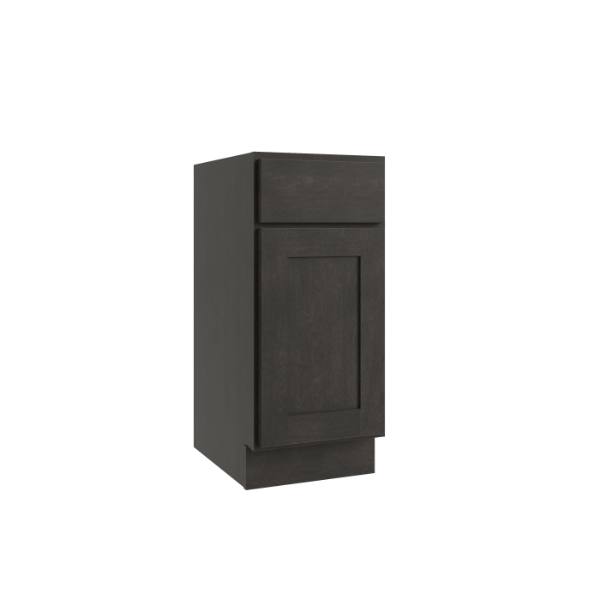 CNC Cabinetry Luxor 1-Door Vanity Base Cabinet, 15"W X 34.5"H, Shaker Smoky Grey
