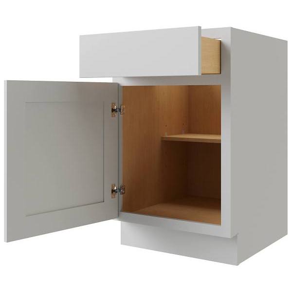 Cnc Cabinetry Luxor 18" Base Cabinet, Ada Height, Left Hinge, Shaker Misty Grey